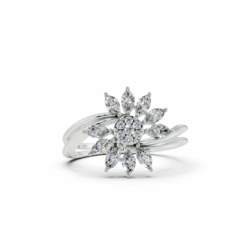 Inel cu diamante Marquise Cut de 0.37 ct si diamante rotunde de 0.06 ct