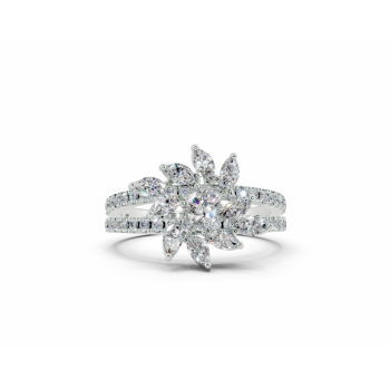 Inel cu diamante Marquise Cut de 0.37ct, diamante Oval Cut de 0.10ct si diamante rotunde de 0.35ct