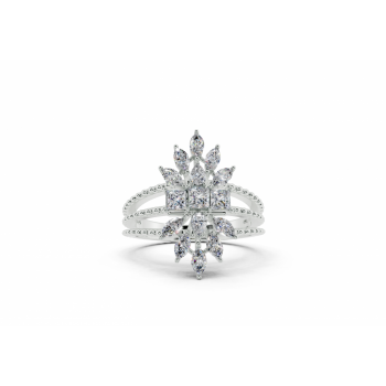 Inel cu diamante Marquise Cut de 0.37ct, diamante Princess cut de 0.36ct si diamante Pear Cut de 0.10ct