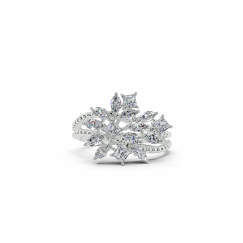 Inel cu diamante Marquise Cut de 0.41 ct si diamante Rotunde de 0.34 ct