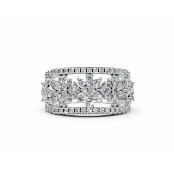 Inel cu diamante Marquise Cut de 0.50ct, diamante Princess Cut de 0.36ct si diamante rotunde de 0.45ct