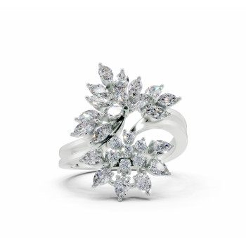 Inel cu diamante Marquise Cut de 0.52ct, diamante Pear Cut de 0.31ct si diamante rotunde de 0.11ct