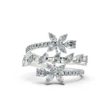 Inel cu diamante Marquise Cut de 0.55ct, diamante Pear Cut de 0.17ct si diamante rotunde de 0.13ct