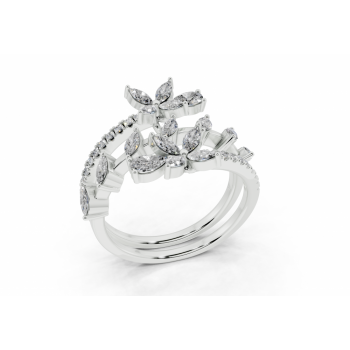 Inel cu diamante Marquise Cut de 0.55ct, diamante Pear Cut de 0.17ct si diamante rotunde de 0.13ct