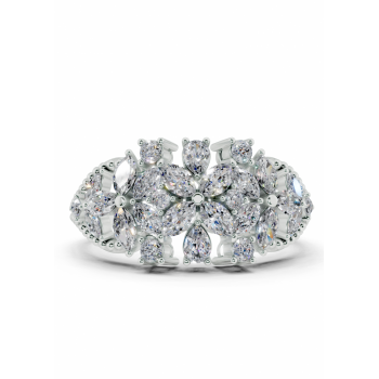 Inel cu diamante Marquise Cut de 0.56ct, diamante Pear Cut de 0.10ct si diamante rotunde de 0.12ct