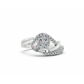 Inel cu diamante Pear cut de 0,05 ct , Marquise Cut de 0.10 ct, diamante Princess Cut de 0.04 ct si diamante rotunde de 0.12 ct