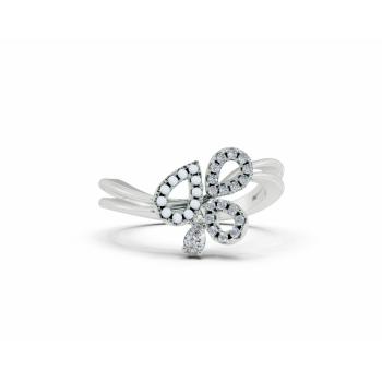 Inel cu diamante Pear Cut de 0.05 ct si diamante rotunde de 0.11 ct