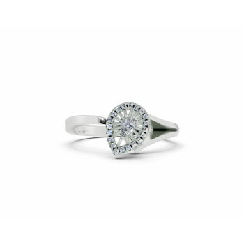 Inel cu diamante Pear Cut de 0.05ct si diamante rotunde de 0.04ct