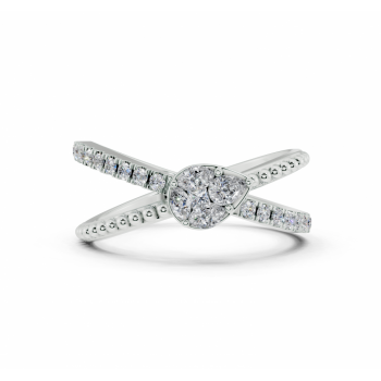 Inel cu diamante Pear cut de 0,06 ct , Marquise Cut de 0.02 ct, diamante Princess Cut de 0.02 ct si diamante rotunde de 0.14 ct