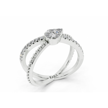 Inel cu diamante Pear cut de 0,06 ct , Marquise Cut de 0.02 ct, diamante Princess Cut de 0.02 ct si diamante rotunde de 0.14 ct