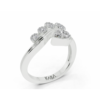 Inel cu diamante Pear cut de 0,06 ct , Marquise Cut de 0.06 ct, diamante Princess Cut de 0.02 ct si diamante rotunde de 0.19 ct