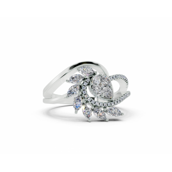 Inel cu diamante Pear cut de 0,06 ct , Marquise Cut de 0.32 ct, diamante Princess Cut de 0.02 ct si diamante rotunde de 0.10 ct