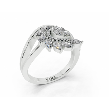 Inel cu diamante Pear cut de 0,06 ct , Marquise Cut de 0.32 ct, diamante Princess Cut de 0.02 ct si diamante rotunde de 0.10 ct