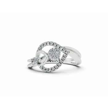 Inel cu diamante Pear Cut de 0.08 ct si diamante rotunde de 0.16 ct