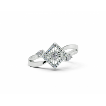 Inel cu diamante Pear Cut de 0.10ct, diamante Princess Cut de 0.06ct si diamante rotunde de 0.05ct