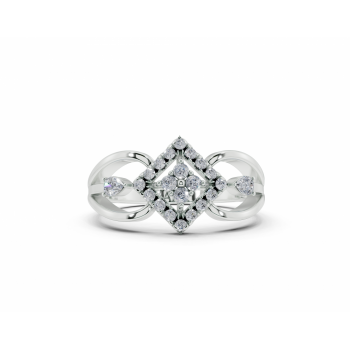 Inel cu diamante Pear Cut de 0.10ct si diamante rotunde de 0.17ct