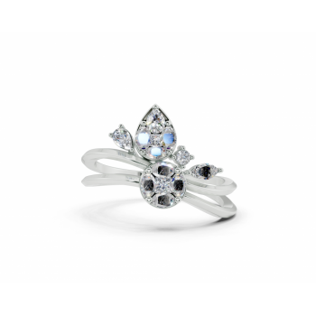 Inel cu diamante Pear cut de 0,11 ct , Marquise Cut de 0.20 ct, diamante Princess Cut de 0.07 ct si diamante rotunde de 0.01 ct