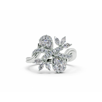 Inel cu diamante Pear cut de 0,11 ct , Marquise Cut de 0.29 ct, diamante Princess Cut de 0.05 ct si diamante rotunde de 0.14 ct