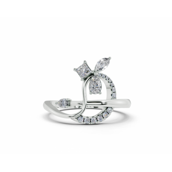 Inel cu diamante Pear cut de 0,14 ct , Marquise Cut de 0.06 ct, diamante Princess Cut de 0.12 ct si diamante rotunde de 0.06 ct