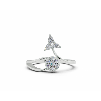 Inel cu diamante Pear Cut de 0.15 ct si diamante rotunde de 0.10 ct