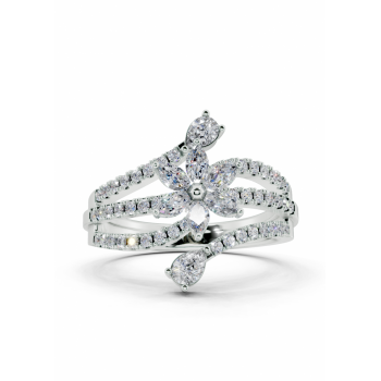 Inel cu diamante Pear Cut de 0.15ct, diamante Marquise Cut de 0.22ct si diamante rotunde de 0.32ct