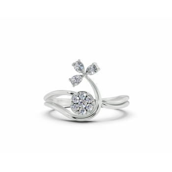 Inel cu diamante Pear Cut de 0.16 ct si diamante rotunde de 0.10 ct