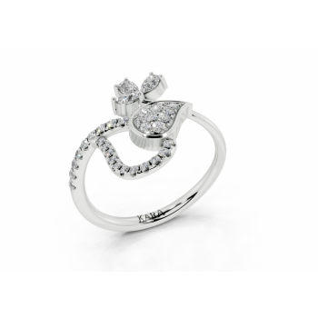 Inel cu diamante Pear Cut de 0.16ct si diamante rotunde de 0.21ct