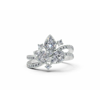 Inel cu diamante Pear cut de 0,17 ct , Marquise Cut de 0.21 ct, diamante Princess Cut de 0.08 ct si diamante rotunde de 0.31 ct