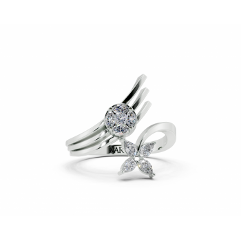 Inel cu diamante Pear Cut de 0.20ct, diamante Marquise Cut de 0.10ct si diamante Princess Cut de 0.04ct