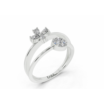 Inel cu diamante Pear Cut de 0.21ct, diamante Marquise Cut de 0.10ct si diamante Princess Cut de 0.05ct