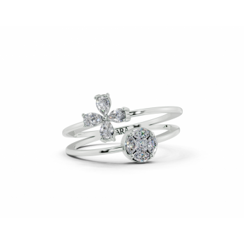 Inel cu diamante Pear Cut de 0.21ct, diamante Marquise Cut de 0.10ct si diamante Princess Cut de 0.05ct