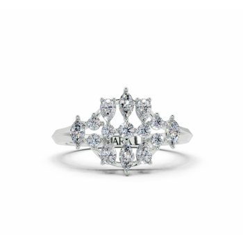 Inel cu diamante Pear Cut de 0.21ct, diamante Marquise Cut de 0.15ct si diamante rotunde de 0.14ct