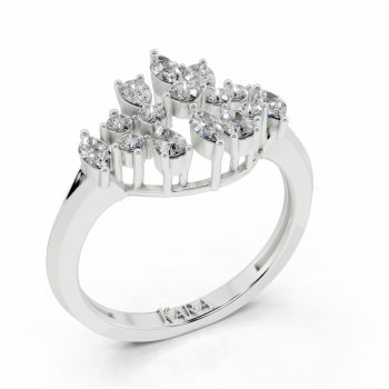 Inel cu diamante Pear Cut de 0.21ct, diamante Marquise Cut de 0.15ct si diamante rotunde de 0.14ct