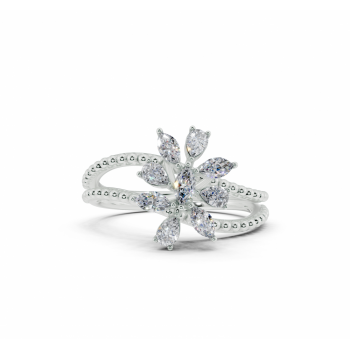 Inel cu diamante Pear Cut de 0.21ct si diamante Marquise Cut de 0.19ct