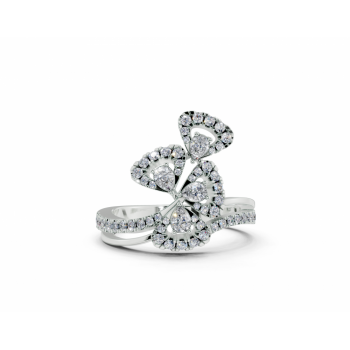 Inel cu diamante Pear Cut de 0.23ct si diamante rotunde de 0.34ct