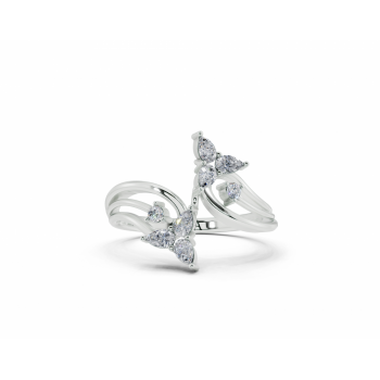 Inel cu diamante Pear Cut de 0.30ct si diamante rotunde de 0.04ct