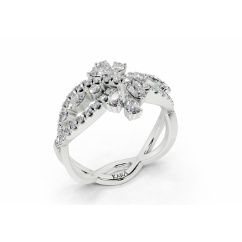 Inel cu diamante Pear Cut de 0.31ct, diamante Marquise Cut de 0.07 si diamante rotunde de 0.36ct