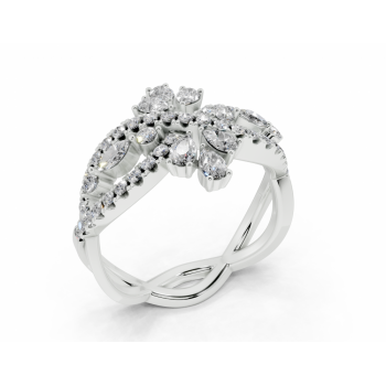 Inel cu diamante Pear Cut de 0.31ct, diamante Marquise Cut de 0.07ct si diamante rotunde de 0.36ct