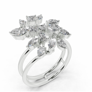 Inel cu diamante Pear Cut de 0.36ct, diamante Marquise Cut de 0.37ct si diamante Princess Cut de 0.25ct