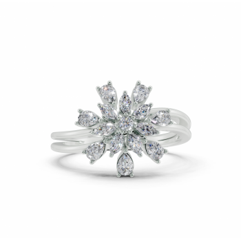 Inel cu diamante Pear Cut de 0.39ct, diamante Marquise Cut de 0.16ct si diamante rotunde de 0.02ct