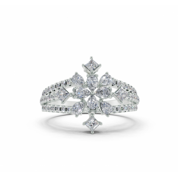 Inel cu diamante Pear Cut de 0.41ct, diamante Princess Cut de 0.24ct si diamante rotunde de 0.30ct