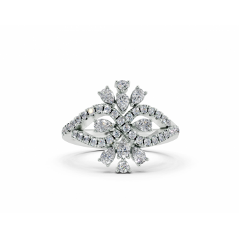 Inel cu diamante Pear Cut de 0.41ct si diamante rotunde de 0.32ct