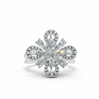 Inel cu diamante Pear Cut de 0.43ct si diamante rotunde de 0.21ct