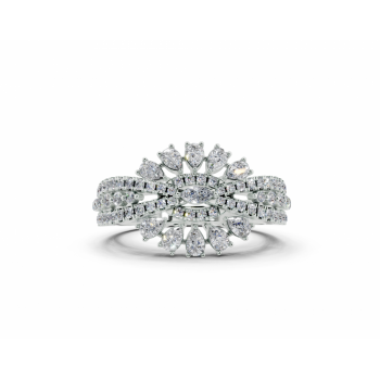 Inel cu diamante Pear Cut de 0.52ct, diamante Marquise Cut de 0.03ct si diamante rotunde de 0.41ct