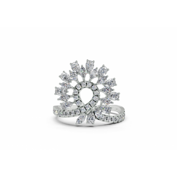 Inel cu diamante Pear Cut de 0.52ct, diamante Marquise Cut de 0.24ct si diamante rotunde de 0.24ct