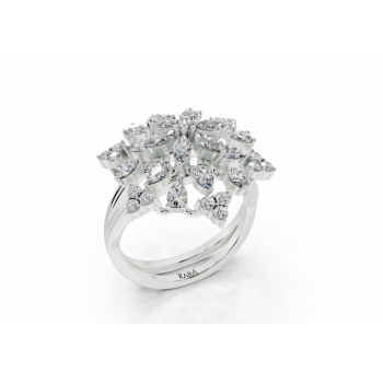 Inel cu diamante Pear Cut de 0.62ct, diamante Marquise Cut de 0.22ct si diamante rotunde de 0.24ct