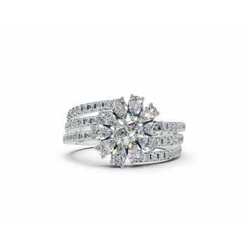 Inel cu diamante Pear Cut de 0.66ct, diamante Marquise de 0.06ct si diamante rotunde de 0.33ct