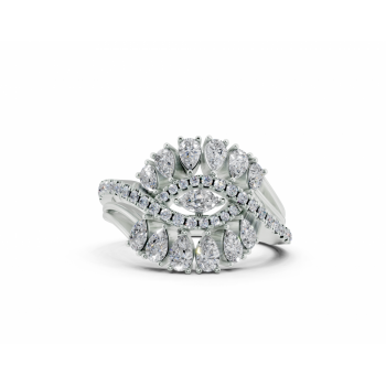 Inel cu diamante Pear Cut de 0.80ct, diamante Marquise Cut de 0.06ct si diamante rotunde de 0.05ct