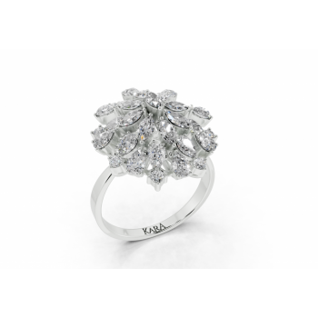 Inel cu diamante Pear Cut de 0.83ct, diamante Marquise Cut de 0.34ct si diamante rotunde de 0.12ct