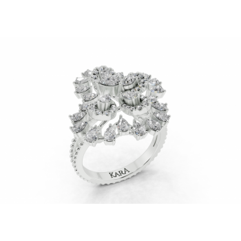 Inel cu diamante Pear Cut de 1.36ct si diamante rotunde de 0.15ct